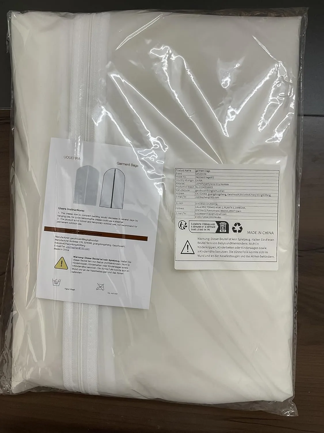 Hanging Garment Bags Cover 24''X48'' Lightweight Clear White Suit Protector Cover Bag (Pack of 6) with Study Full Zipper for Suit Clothes Storage Closet