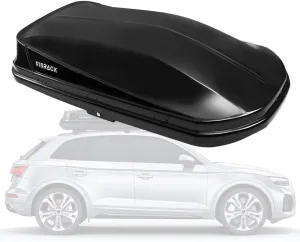 Hard Shell Roof Top Mount Car Storage Travel Luggage Box Cargo Carrier with Security Keys, 62 (L) x 31 (W) x 15(H) Inches, 14 Cubic Feet (Tool-Free Install), Carbon Black