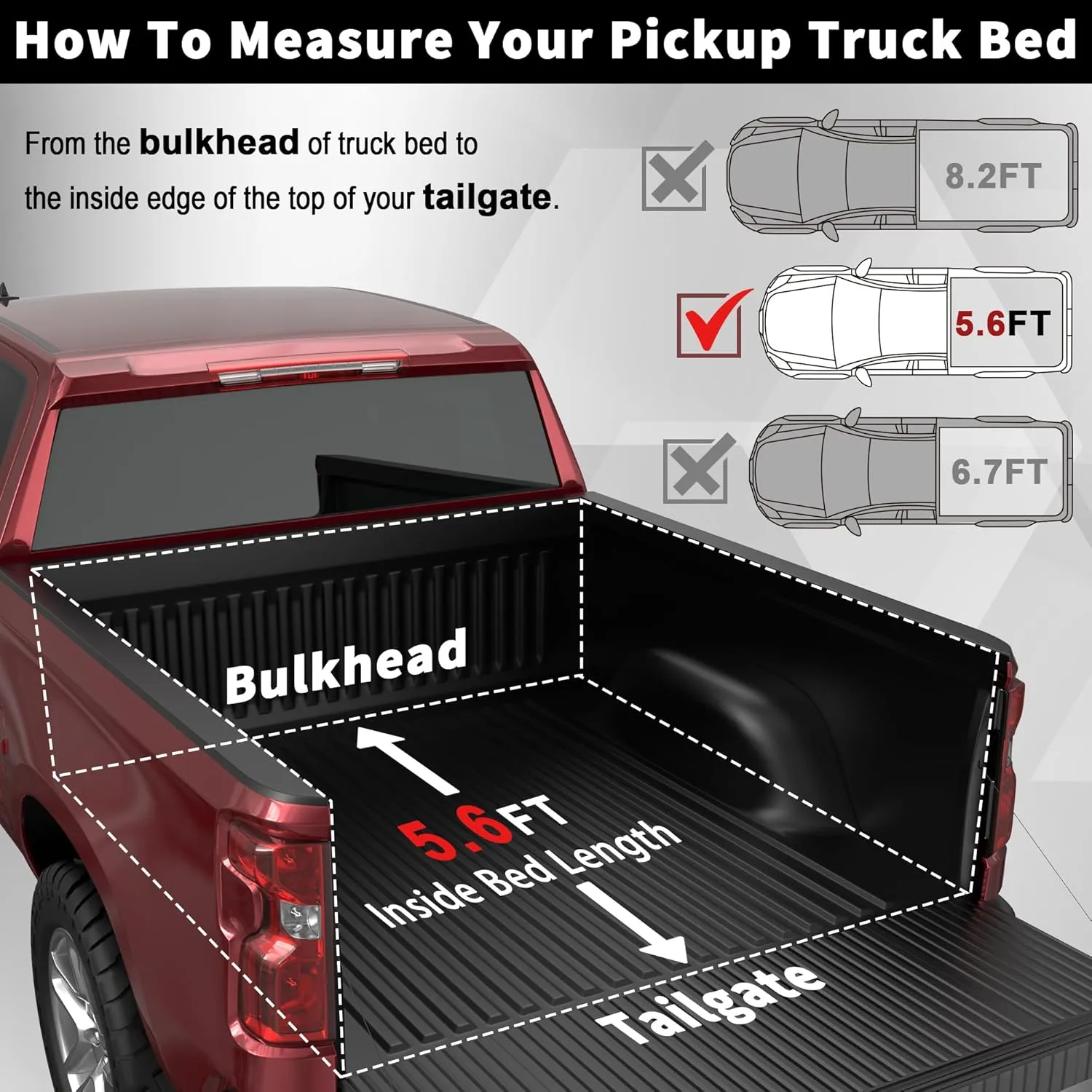 Hard Tri Fold Aluminum Truck Bed Tonneau Cover Compatible for 2014-2025 Toyota Tundra 3-Hard 5.6FT 66.7nch