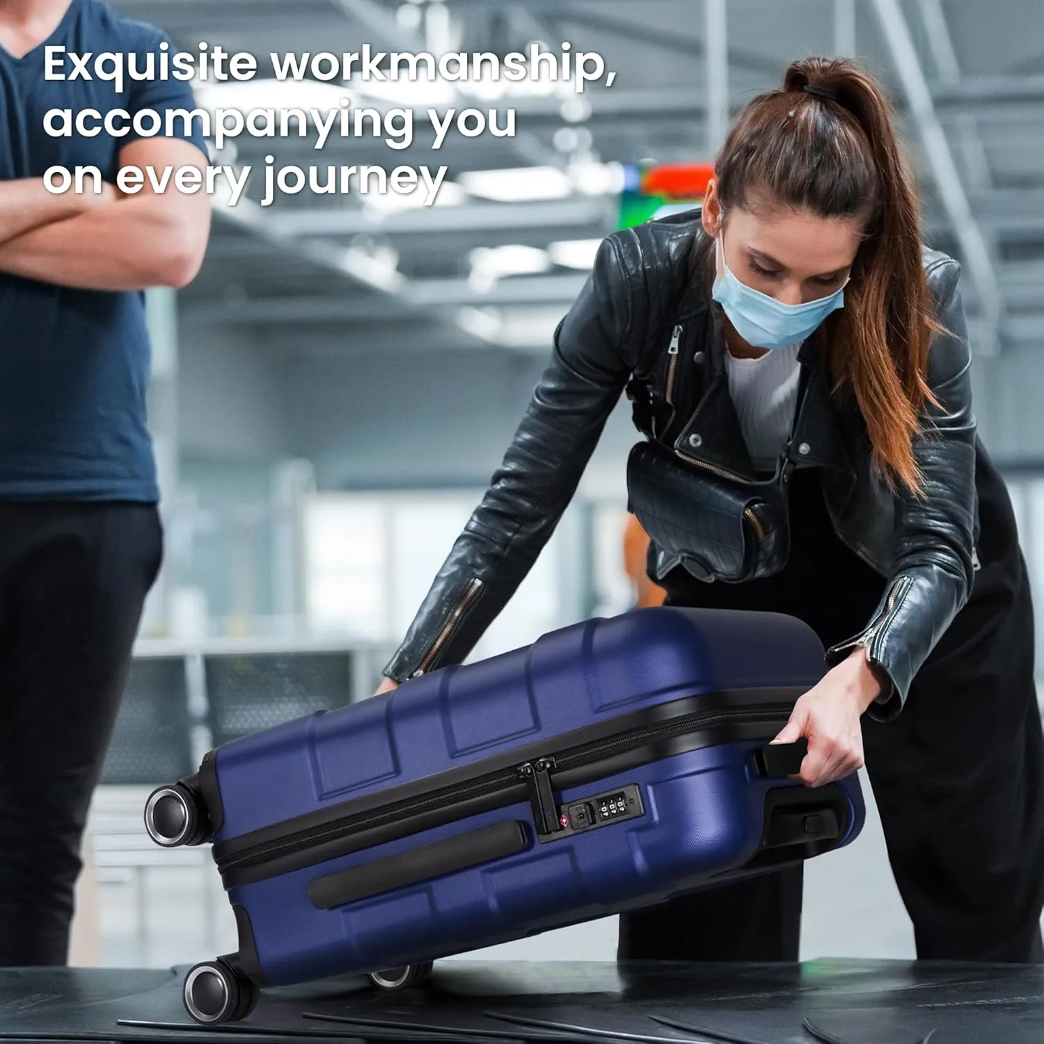 Hardside Carry On Luggage 22x14x9 Airline Approved with Spinner Wheels, 20-inch Carry-On Suitcase for Men & Women, Blue