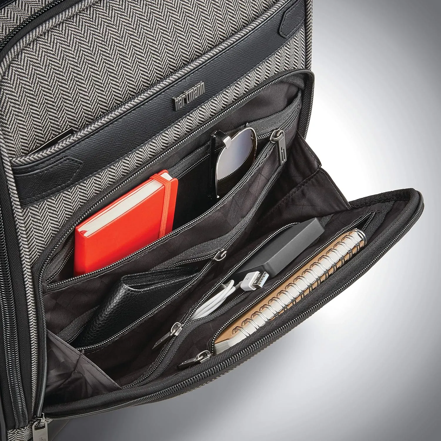 Hartmann Herringbone Deluxe Underseat Carry On Spinner, Black