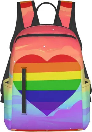Heart LGBT Rainbow Gay Pride Travel Laptop Backpack Casual Backpacks Double Shoulder Daypack Notebook Rucksack Work Bags Sports Bag for Gym Hiking Camping Beach