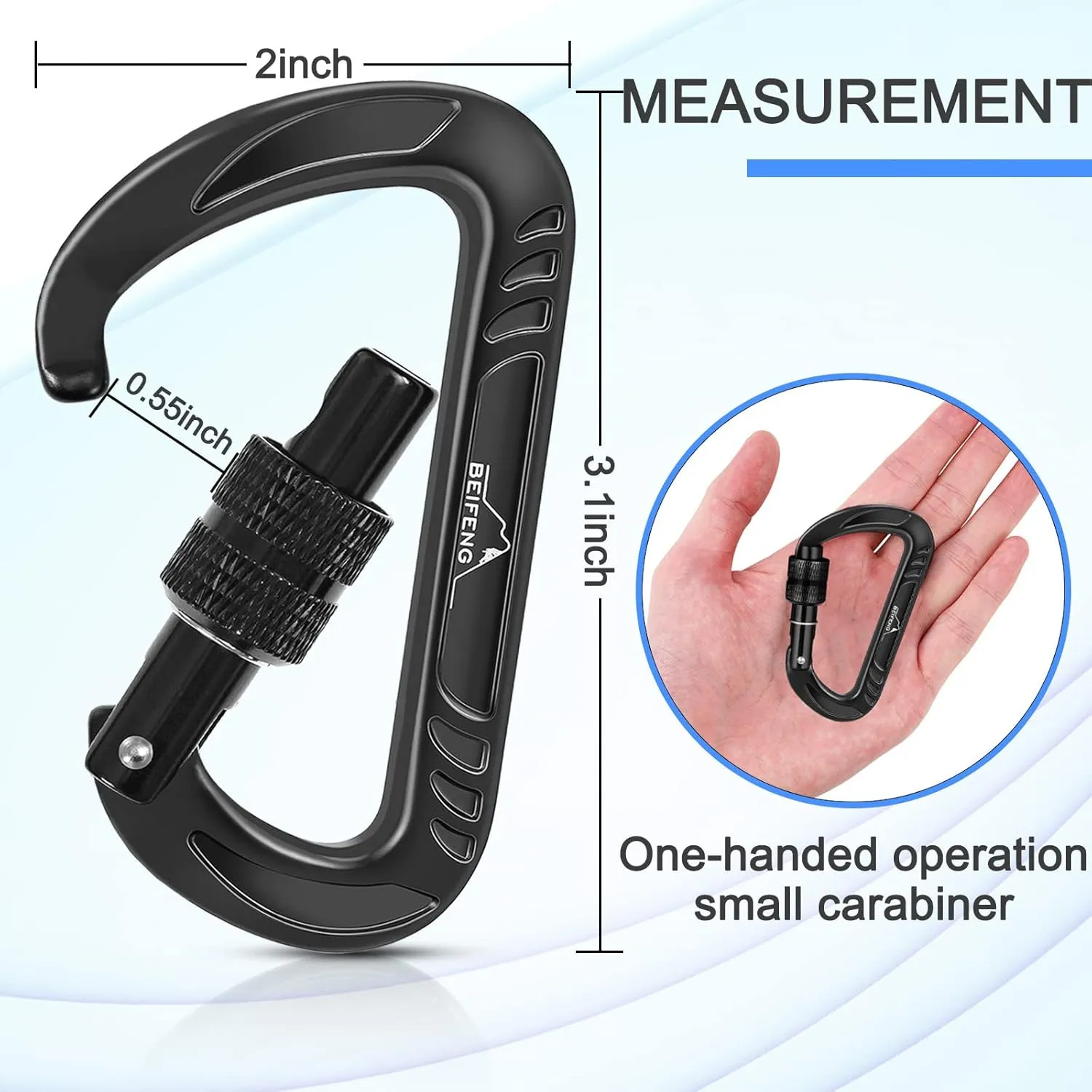 Heavy Duty Lightweight Locking Carabiner Clips D Ring for Camping Hiking Outdoor Gym etc, Carabiner with Lock Small Carabiners for Dog Leash & Harness