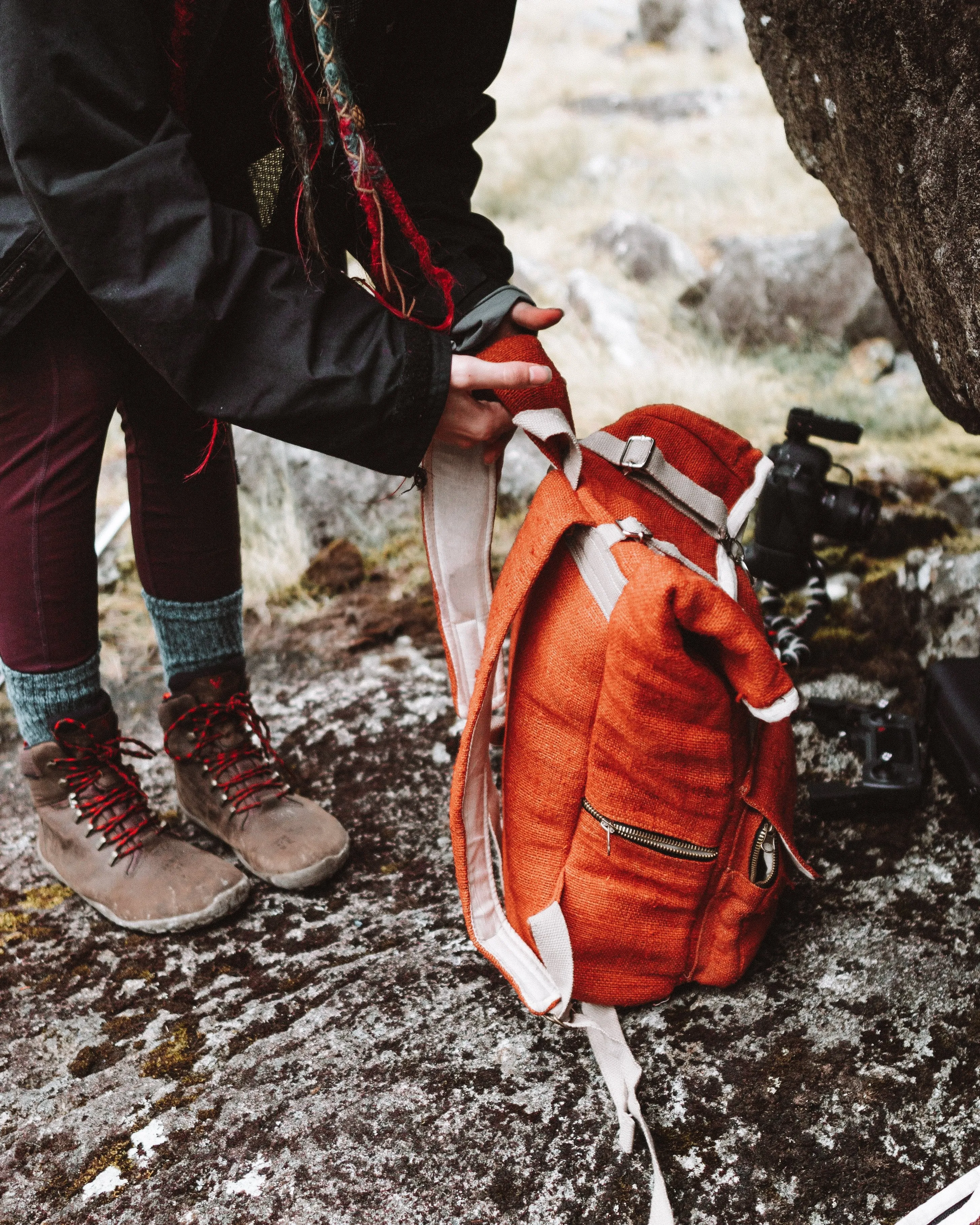 Hemp Roll Top Backpack - Orange
