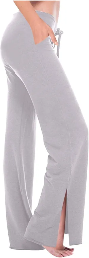 HGps8w Split Hem Flare Leggings for Women Soft Modal High Waisted Casual Bootcut Gym Workout Yoga Pants with Pockets