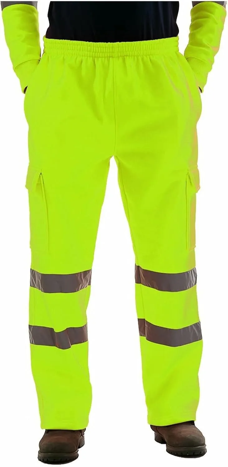 Hi Vis Lightweight Traffic Safety Work Pants for Men Industrial Cargo Pant Waterproof Rain Pants for Hiking Fishing
