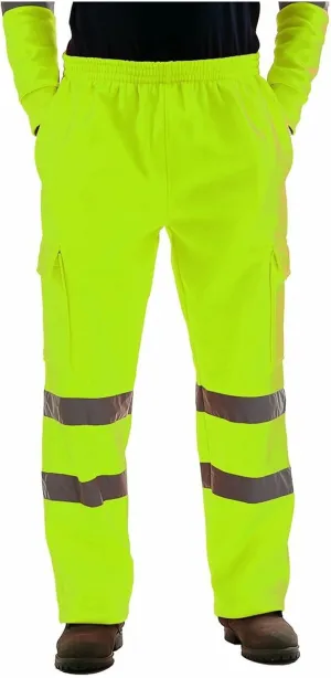 Hi Vis Lightweight Traffic Safety Work Pants for Men Industrial Cargo Pant Waterproof Rain Pants for Hiking Fishing