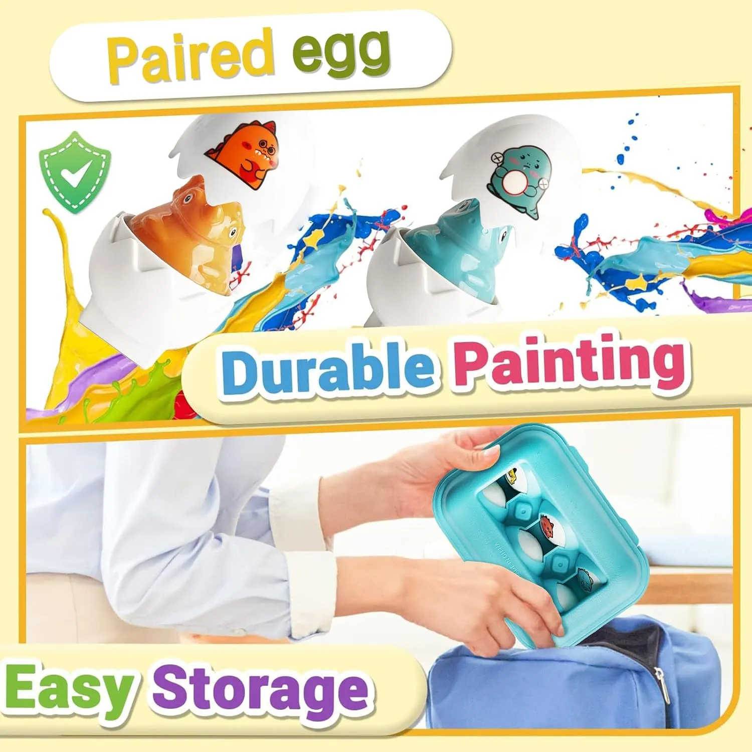Hide & Squeak Dinosaur Eggs, Tinabless Montessori Sorting & Matching Learning Toys for Toddlers Kids Boys Girls, Easter Basket Stuffers Gifts Party Favors