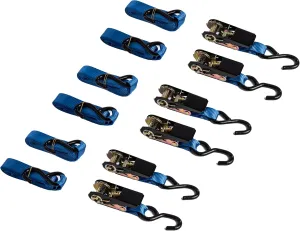 HiGear Ratchet Straps Tie Down 1200Lbs Break Strength, 15 Foot - Heavy Duty Straps to Safely Move Your Motorcycle and Cargo on Car, Truck, Trailer - Soft Loop Straps - Rachette Straps Blue (8)