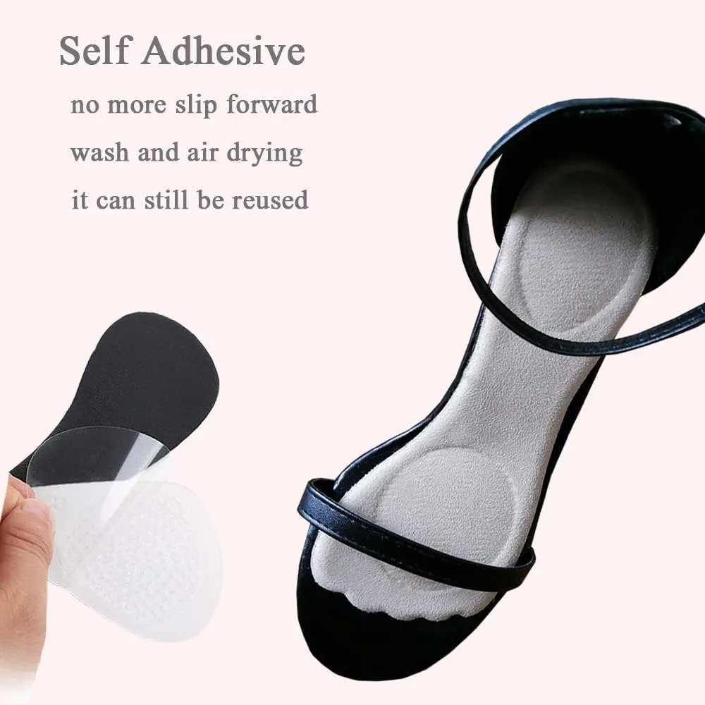 High Heel Inserts Women, Adhesive Velvety Cushioning Insoles for High Heels Anti-Slip, ¾ Gel Cushion Insoles for High Heels Pain Relief, Shoe Inserts for Dress Shoes, 2 Pairs, Beige Black