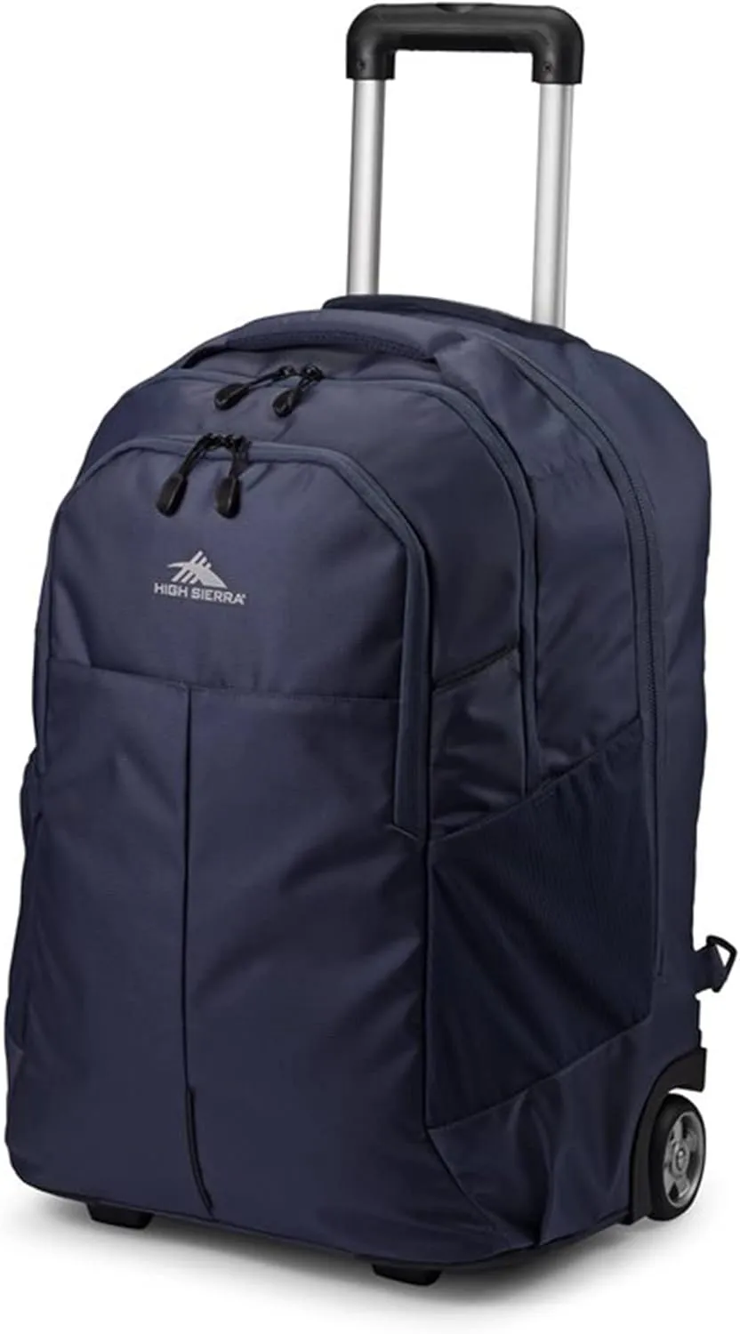 High Sierra Powerglide Pro Wheeled Backpack, Rolling Laptop Bag for Travel, Fits most 15.6” Laptops, 40L, Indigo Blue