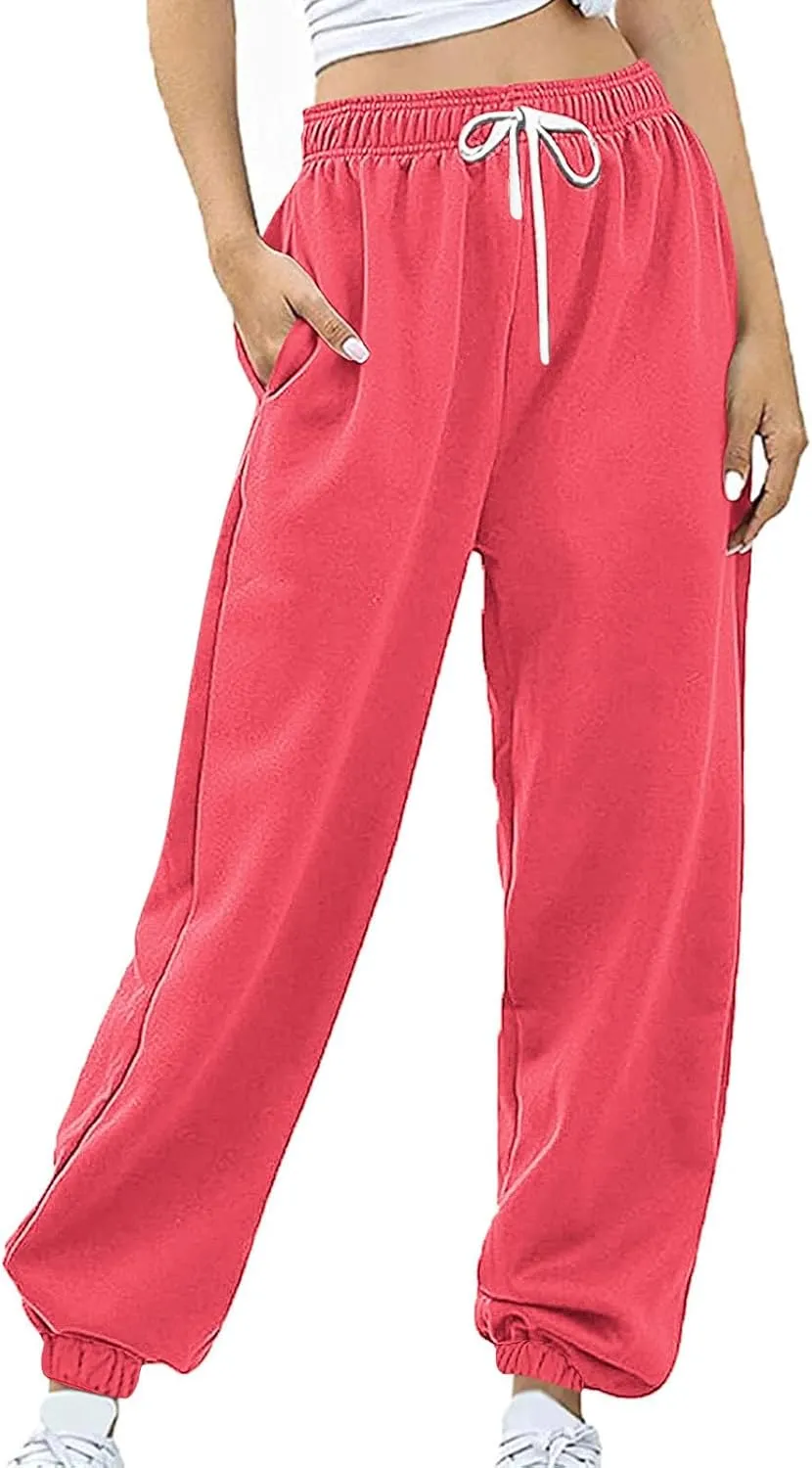 High Waist Sweatpants for Women with Pocket Jogging Pants Comfy Workout Joggers Outdoor Activities Lounge Trousers
