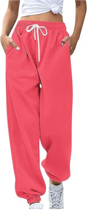 High Waist Sweatpants for Women with Pocket Jogging Pants Comfy Workout Joggers Outdoor Activities Lounge Trousers