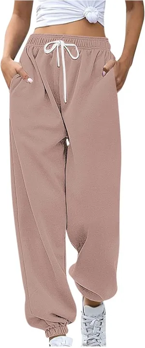 High Waist Sweatpants for Women with Pocket Jogging Pants Comfy Workout Joggers Outdoor Activities Lounge Trousers