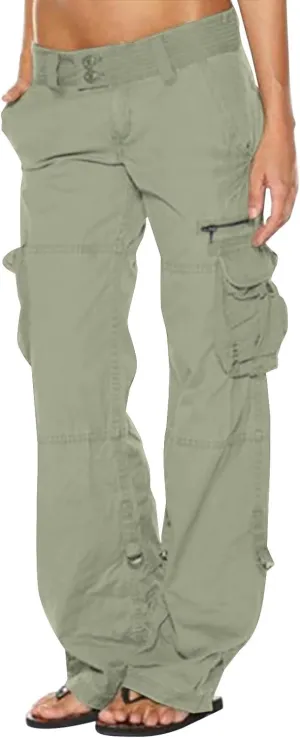 High Waisted Cargo Pants Women Multi Pockets Straight Trousers Loose Fit Active Sweatpants Outdoor Joggers