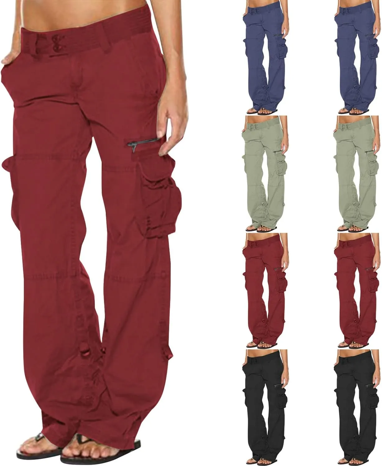 High Waisted Cargo Pants Women Multi Pockets Straight Trousers Loose Fit Active Sweatpants Outdoor Joggers