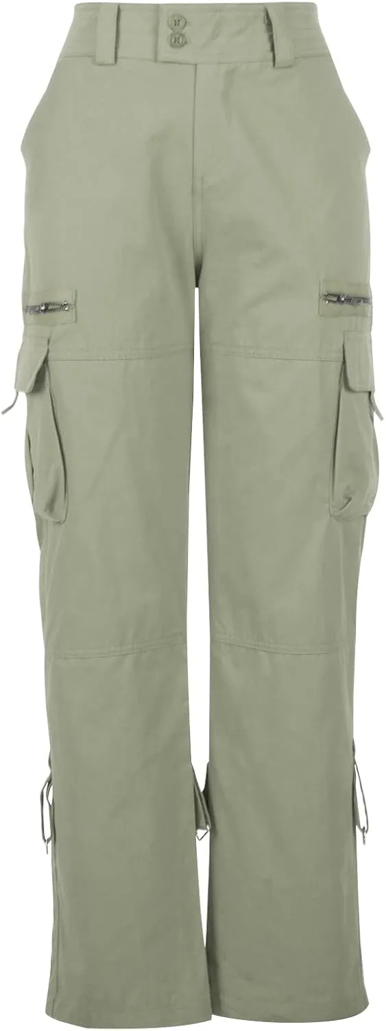 High Waisted Cargo Pants Women Multi Pockets Straight Trousers Loose Fit Active Sweatpants Outdoor Joggers