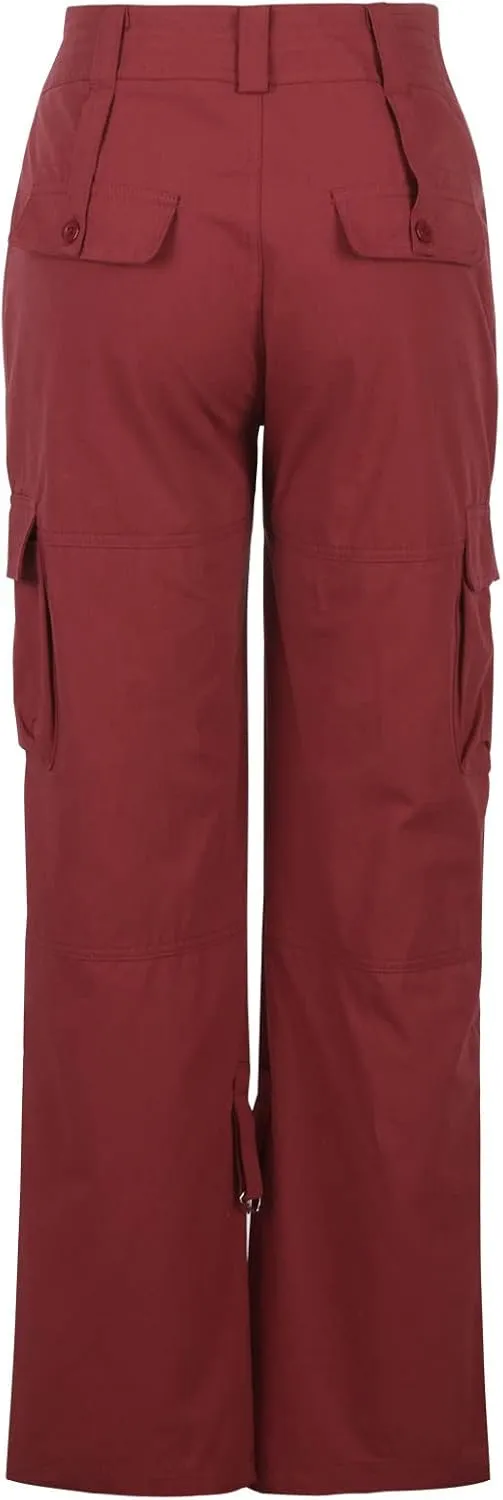 High Waisted Cargo Pants Women Multi Pockets Straight Trousers Loose Fit Active Sweatpants Outdoor Joggers