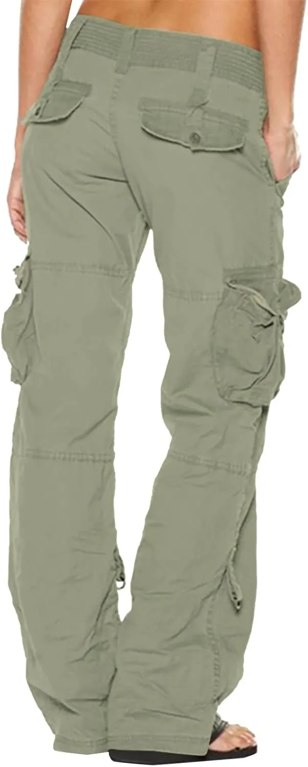 High Waisted Cargo Pants Women Multi Pockets Straight Trousers Loose Fit Active Sweatpants Outdoor Joggers