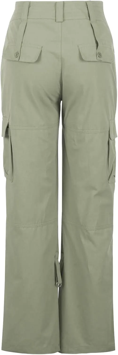 High Waisted Cargo Pants Women Multi Pockets Straight Trousers Loose Fit Active Sweatpants Outdoor Joggers