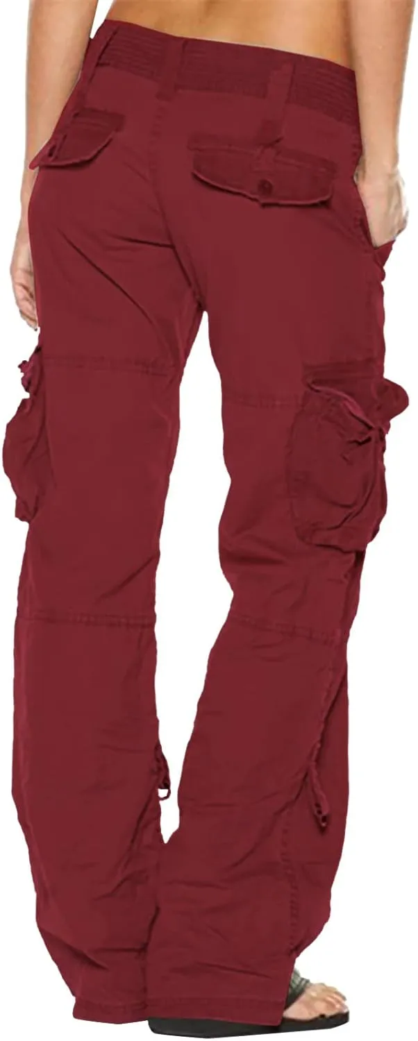 High Waisted Cargo Pants Women Multi Pockets Straight Trousers Loose Fit Active Sweatpants Outdoor Joggers