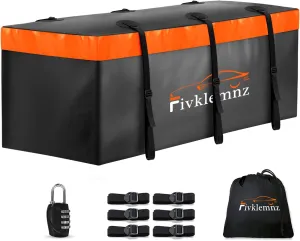 Hitch Mount Cargo Carrier Bag, 20 Cubic Feet 100% Waterproof Car Tray Luggage Bag (59" 24" 24") with 6 Reinforced Straps   1 Combination Lock, Fits for All Vehicles with Steel Trailer Basket (Large)