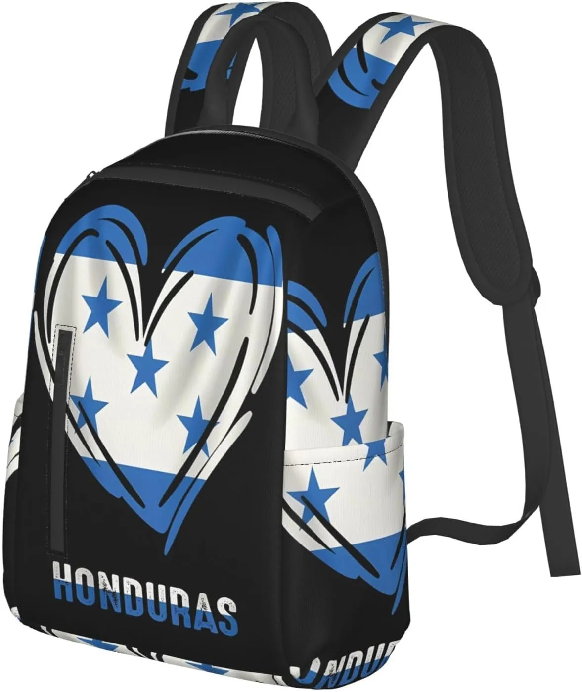 Honduras Flag Heart Casual Backpacks Large Capacity Laptop Backpack Sports Fitness Rucksack Travel Carry-On Daypack Work Bag for Outdoor Camping