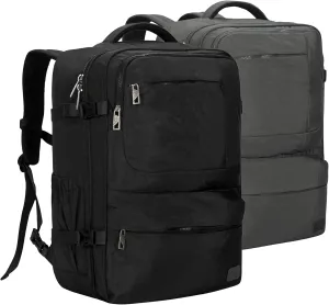 Hynes Eagle 44L Carry on Backpack Airline Approved Travel Backpack for Men Women Large Laptop Backpack 17 inch Nylon Backpack Overnight Weekender Duffel Bag Black with Grey