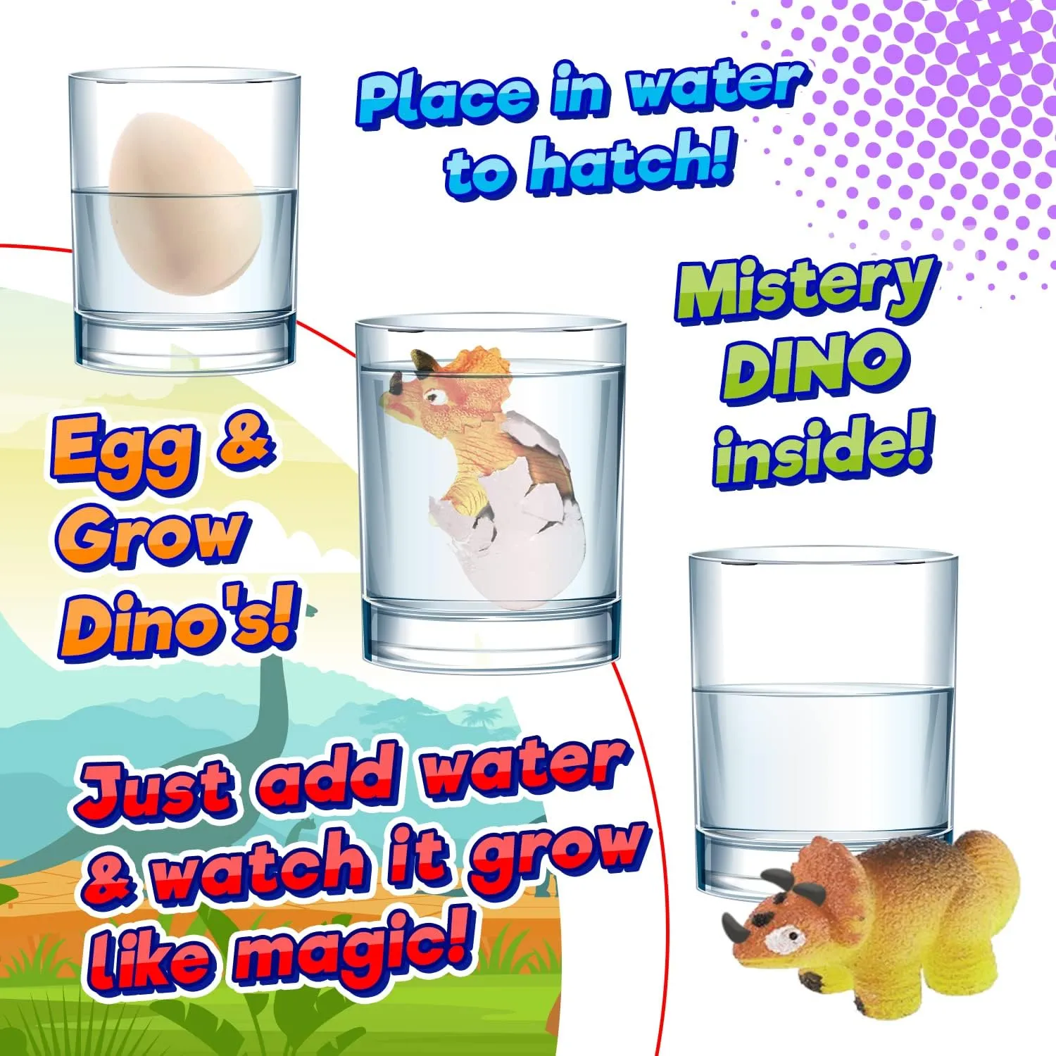 JA-RU Dino World Hatching Dinosaur Eggs Water Growing Toys for Kids (6 Eggs) Surprise Dino Egg. Educational Science Toys. Bulk Dinosaur Goodie Bag Stuffers & Party Favors. 1745-6p