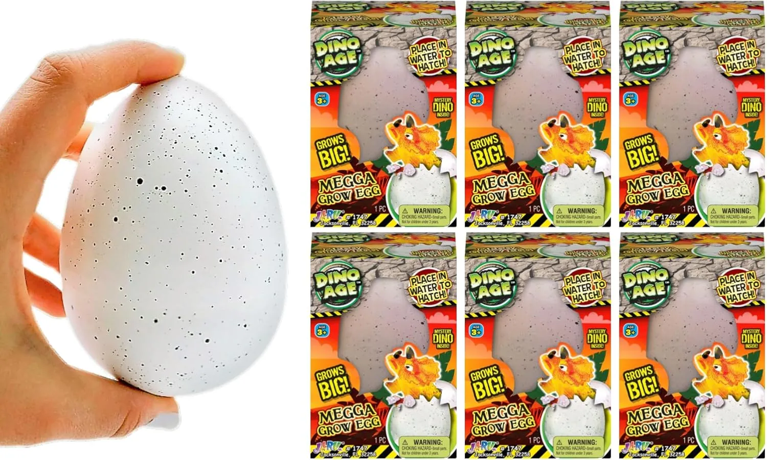 JA-RU Giant Dinosaur Eggs Water Growing Toys (6 Eggs) Animals That Grow in Water for Kids. Dinosaur Goodie Bags, Science Party Favors, Classroom Treasure Box Prizes. 1747-6p