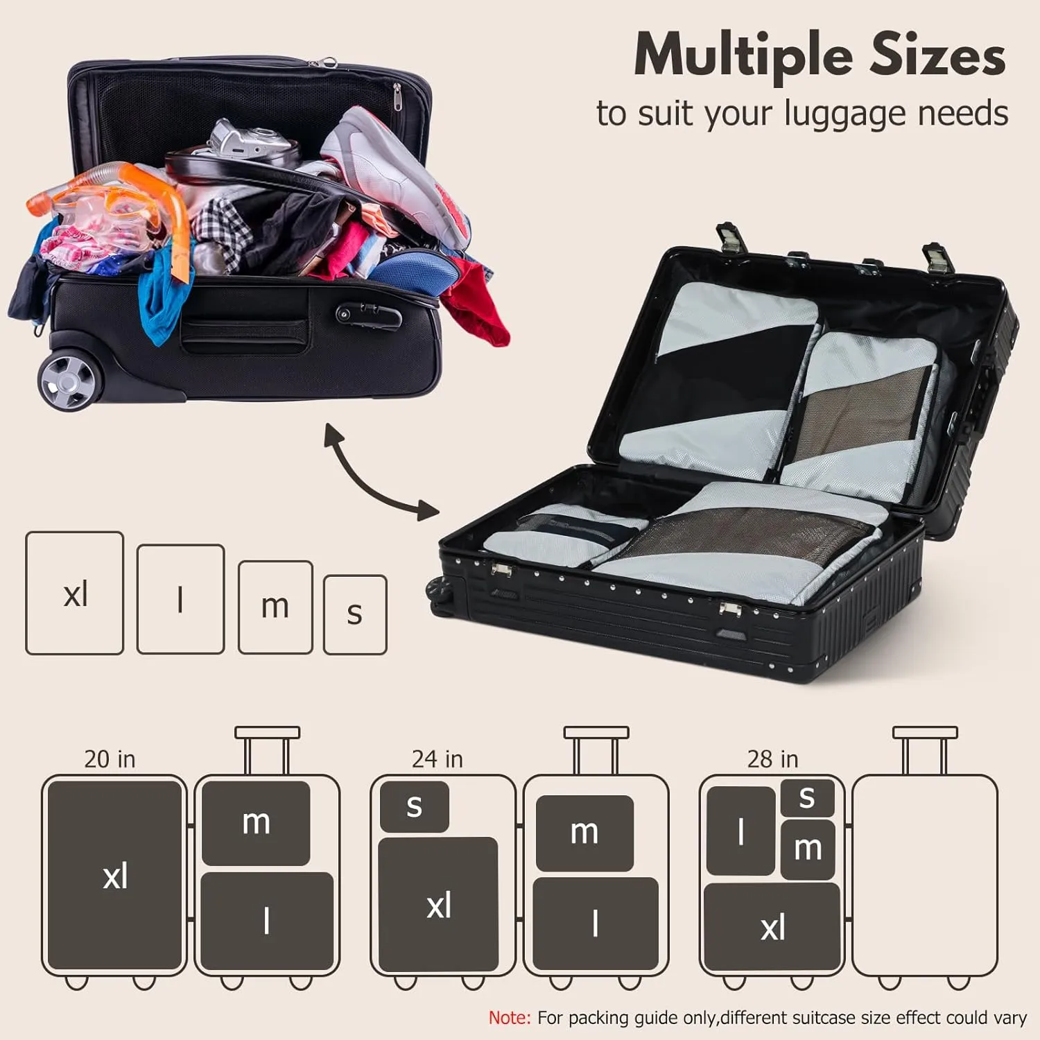 Jetsetta Extra Large Compression Packing Cubes with Mesh and laundry bag, Expandable Suitcase and Luggage Organizers for Travel Accessories（Grey 5 Set)