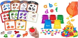 JoyCat Alphabet Magnets, 156-Piece Set of Lowercase Magnetic Letters   Large Size Farm & Zoo Fridge Magnets for Kids, 50PCS Color Sorting Refrigerator Toys
