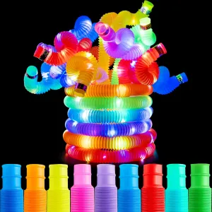 JOYIN 18 Pack Pop Tubes (Small) & 9 Pack Light Up Pop Tubes Glow Sticks