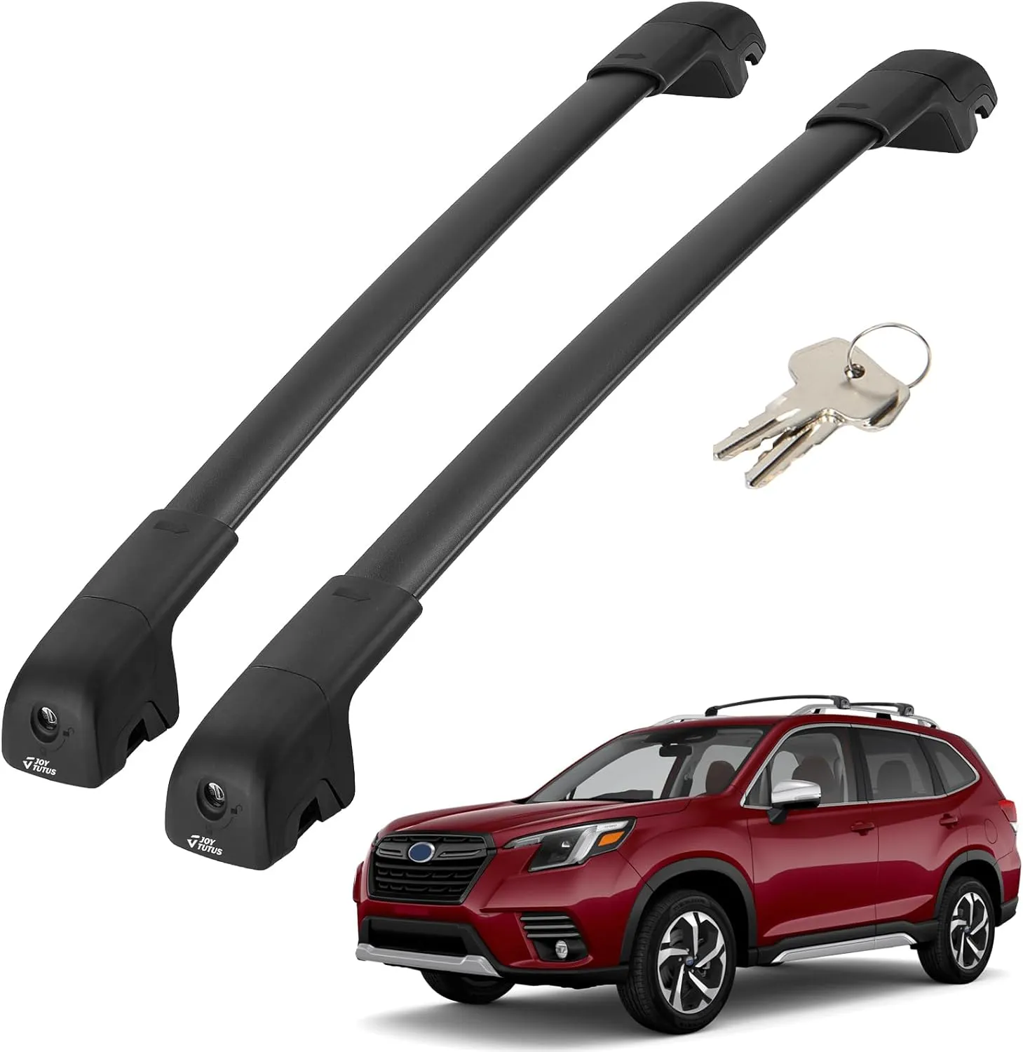 JOYTUTUS Car Roof Rack Crossbars, Compatible with Subaru Forester 2014-2024 with Lock (Not for Wilderness), 220LB Aluminum Crossbars for Roof Racks Trunks Kayaks Canoes Bicycles Skis