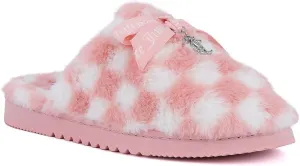 Juicy Couture Women's Faux Fur Slippers – Fuzzy Closed-Toe, Fluffy Winter House Shoes, Comfortable Slip-Ons