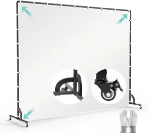 Julius Studio [New Generation] 10 x 7 ft. (W x H) White Backdrop Screen & Rolling Stand, Stretched Fabric No Wrinkle, Fresh Design Wheeled Dolly Base with Safety Lock, Events Booth, Party, JSAG871