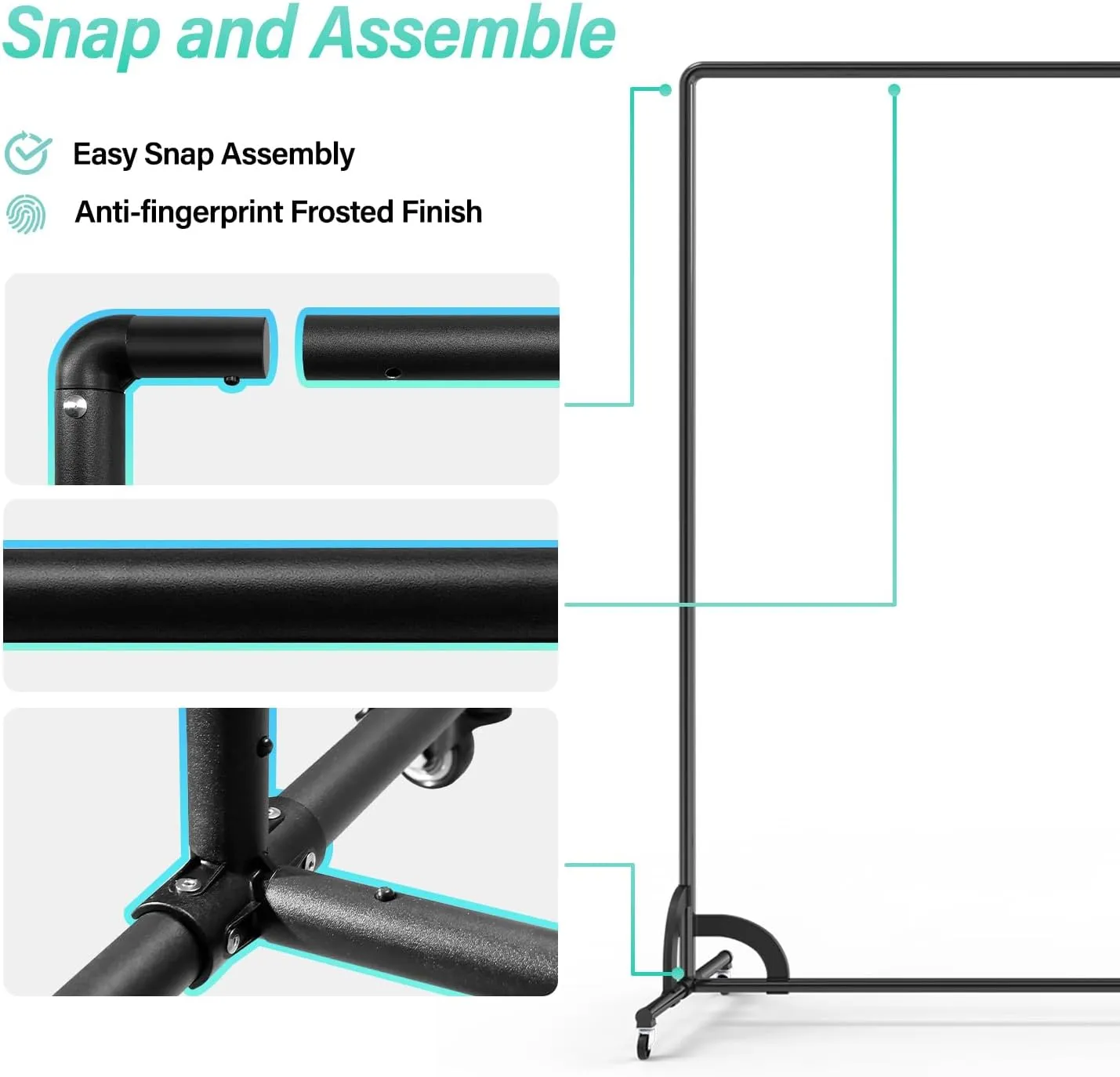 Julius Studio [New Generation] 10 x 7 ft. (W x H) White Backdrop Screen & Rolling Stand, Stretched Fabric No Wrinkle, Fresh Design Wheeled Dolly Base with Safety Lock, Events Booth, Party, JSAG871