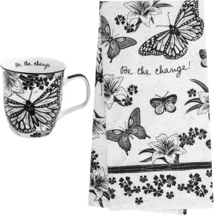 Karma Gifts, Boho Mug & Boho Tea Towel Set, Butterfly