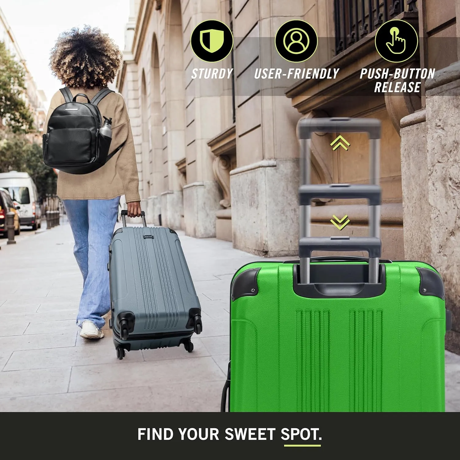 Kenneth Cole REACTION Out of Bounds Lightweight Hardshell 4-Wheel Spinner Luggage, Kelly Green, 20-Inch Carry On