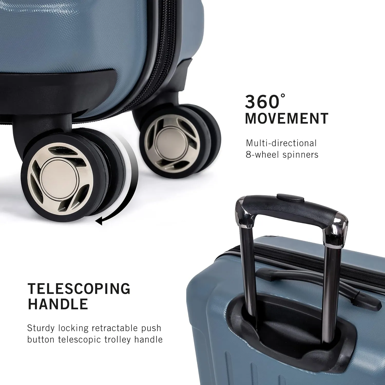 Kenneth Cole REACTION Renegade Luggage Expandable 8-Wheel Spinner Lightweight Hardside Suitcase, Granite Blue, 20-Inch Carry On