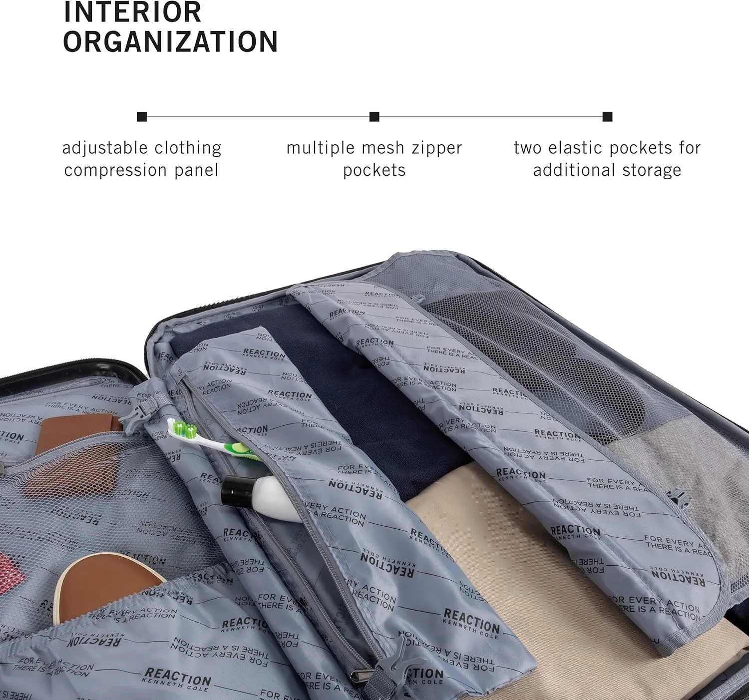 Kenneth Cole REACTION Renegade Luggage Expandable 8-Wheel Spinner Lightweight Hardside Suitcase, Granite Blue, 20-Inch Carry On