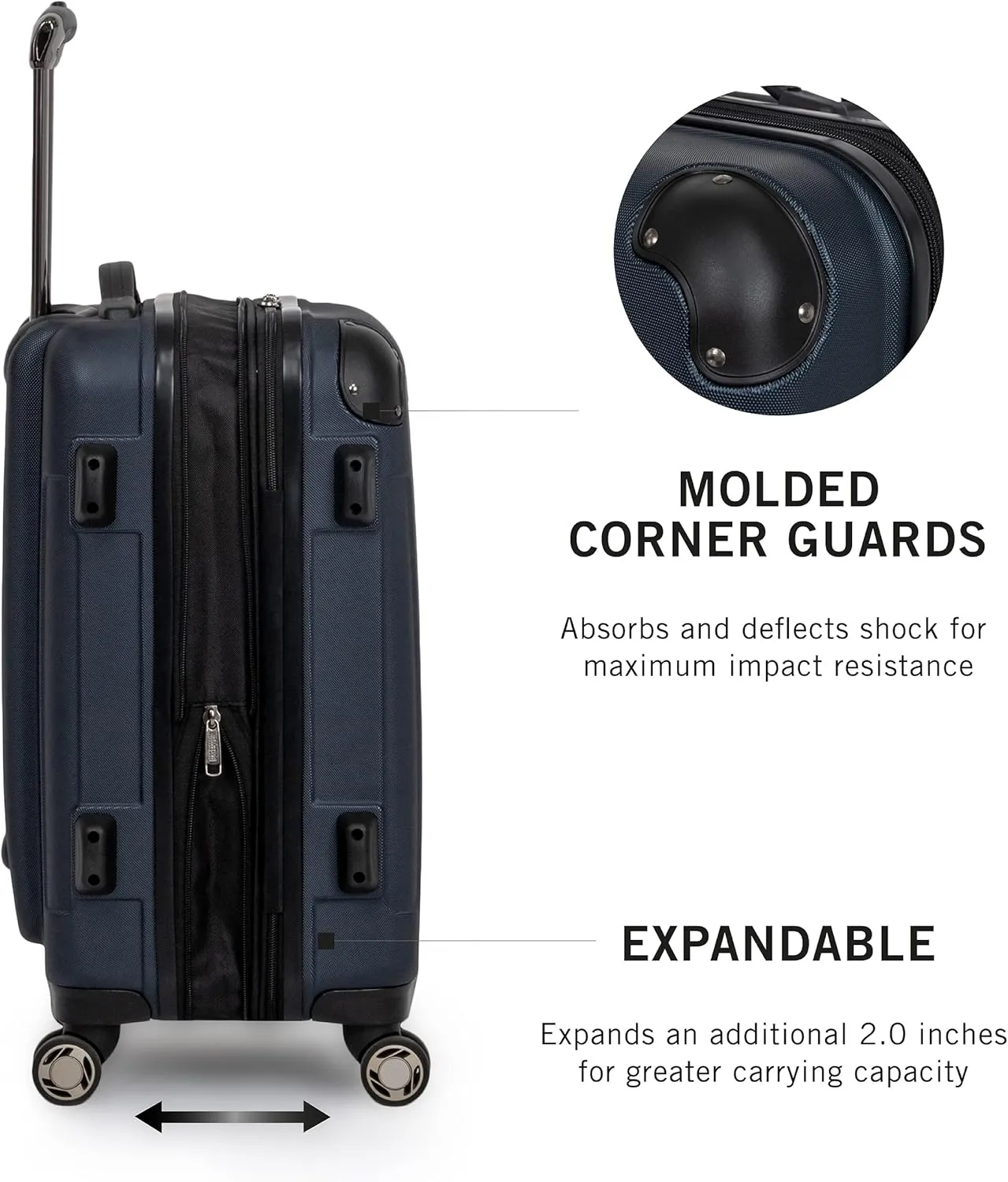 Kenneth Cole REACTION Renegade Luggage Expandable 8-Wheel Spinner Lightweight Hardside Suitcase, Navy Blue, 28-Inch Checked