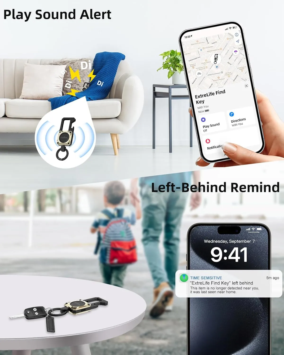 Keychain, Works with Apple Find My, Heavy Duty Key Chain Bottle Opener, Carabiner Car Key Chains with GPS Tracker, Key Finder, Bluetooth Tracker for Luggage, Kids, Bags, Rechargeable, Champagne Gold
