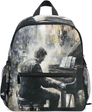 Kids Backpack for Boys Girls Toddler Bags Children Preschool Pianist Painting 1 Kindergarten Small 3-8 Years Old Chest Strap