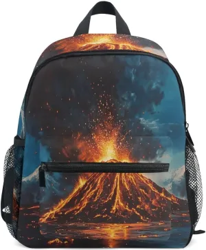 Kids Backpack for Boys Girls Toddler Bags Children Preschool Volcanic Eruption Kindergarten Small 3-8 Years Old Chest Strap