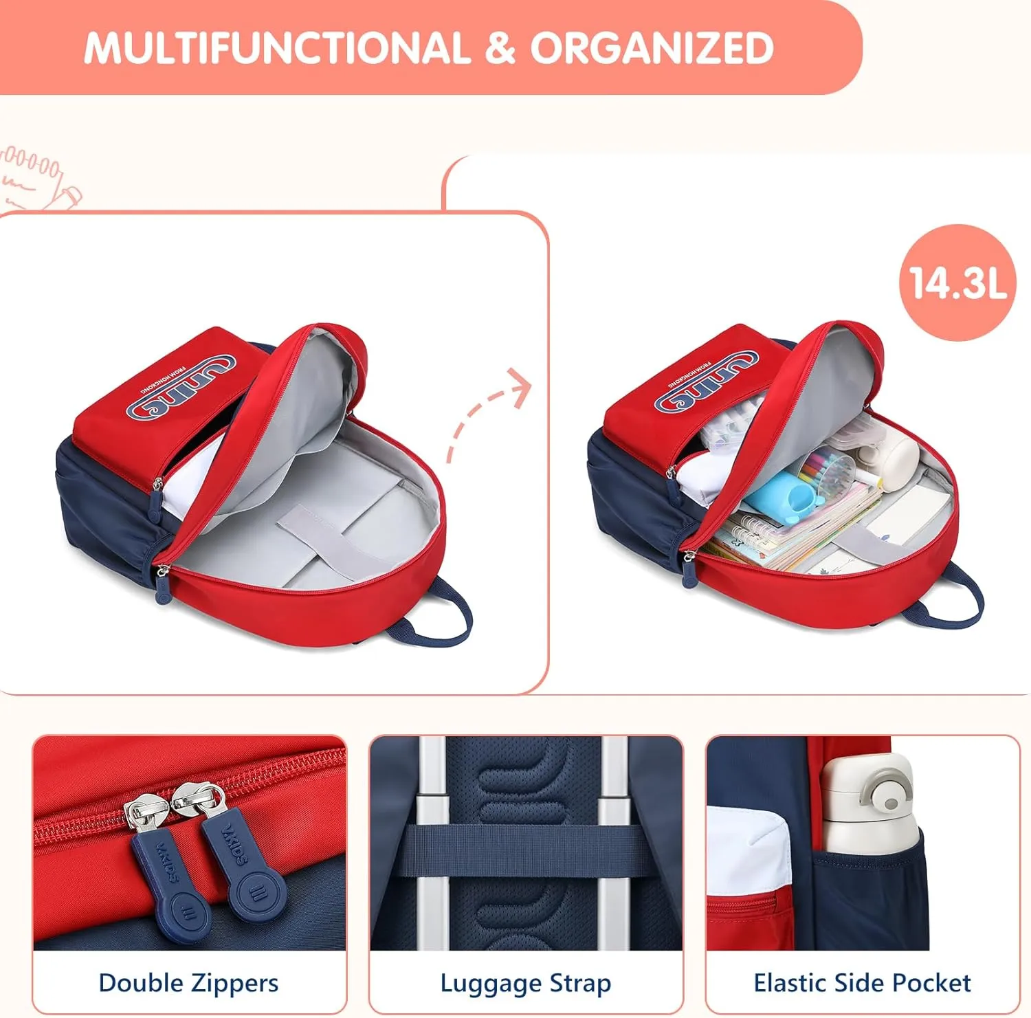 Kids Backpack for Girls Boys Preschool School Bookbags Toddler Little Bags Travel Daypack Lightweight Elementary Backpack Waterproof Backpacks