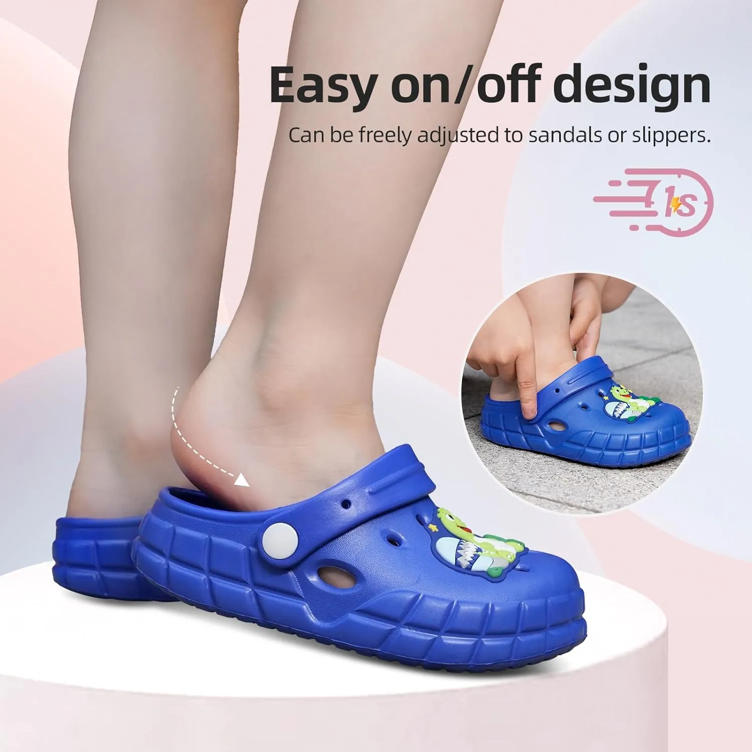 Kids Clogs for Boys Girls Lightweight Slip-On Sandals Water Shoes Beach Pool Slippers for Toddler/Little Kid