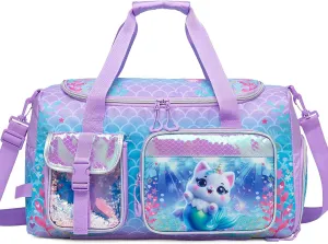 Kids Duffle Bag Girls Travel Sports Bag for Girls Overnight Dance Bags for Kids Weekender Gym Bags with Shoe Compartment