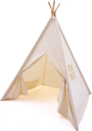 Kids Play Teepee Tent with Carry Bag 43 x 43 x 63 Inch, Natural Cotton Canvas   Pine Wood Frame