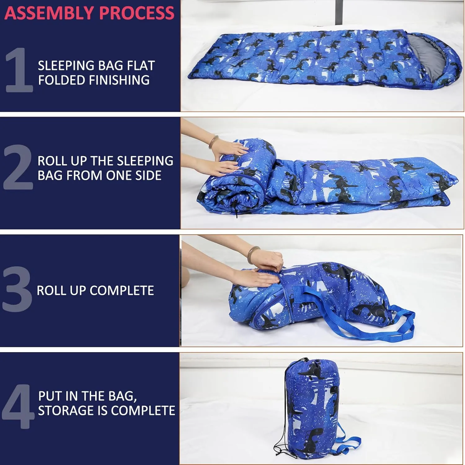 Kids Sleeping Bags - Camping Sleeping Bags with Carry Bag - Compact Sleeping Bag for Hiking, Backpacking 3 Season Warm & Cool Weather, Lightweight Waterproof Outdoor Travel for Boys Girls